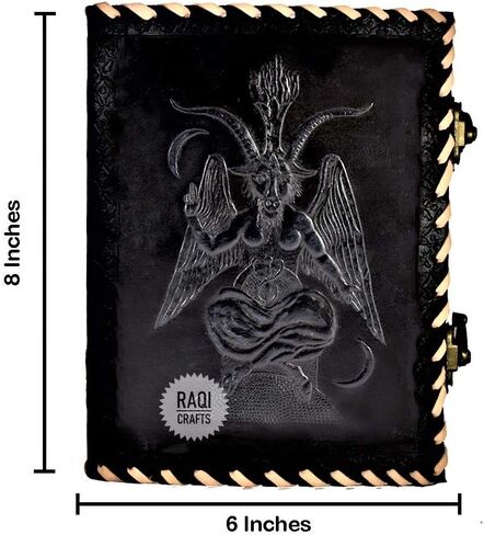 Premium Vintage Handmade Leather Journal Emboss Sigil of Baphomet Journal Bafomet Lord Satan Satanic Idol. Notebook Book of Shadows Travel Diary 8x6in Black in Saudi Arabia