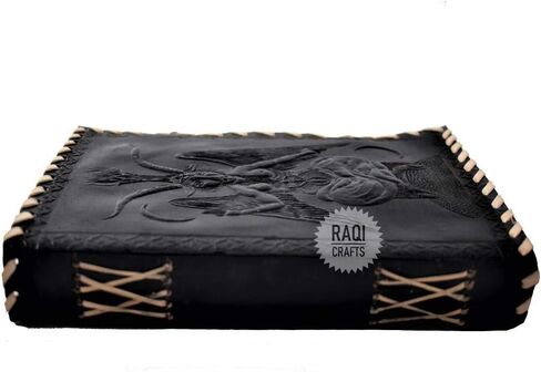 Premium Vintage Handmade Leather Journal Emboss Sigil of Baphomet Journal Bafomet Lord Satan Satanic Idol. Notebook Book of Shadows Travel Diary 8x6in Black in Saudi Arabia
