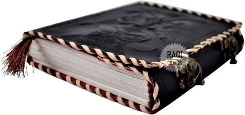 Premium Vintage Handmade Leather Journal Emboss Sigil of Baphomet Journal Bafomet Lord Satan Satanic Idol. Notebook Book of Shadows Travel Diary 8x6in Black in Saudi Arabia