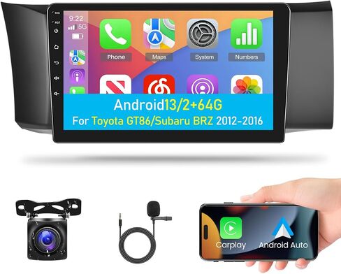 [2+64G] راديو سيارة لسيارة Toyota GT86 / Subaru BRZ 2012-2016 - Carplay اللاسلكي وAndroid Auto - شاشة لمس 9 بوصة ستيريو سيارة Android مع GPS Sat Navi/WiFi/Mirror Link/SWC + كاميرا احتياطية AHD in Saudi Arabia