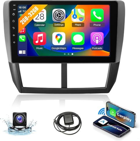 Naifay Android Car Stereo for Subaru Forester Impreza WRX 2008-2012 with Wireless CarPlay Android Auto 2+32G 9 Inch Touch Screen Car Radio Bluetooth in Dash GPS Navigation WiFi FM Backup Camera SWC in Saudi Arabia