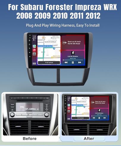 Naifay Android Car Stereo for Subaru Forester Impreza WRX 2008-2012 with Wireless CarPlay Android Auto 2+32G 9 Inch Touch Screen Car Radio Bluetooth in Dash GPS Navigation WiFi FM Backup Camera SWC in Saudi Arabia