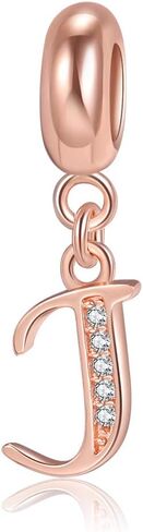 Rose Gold A-Z Letter Initial Dangle Beads Charm 925 Sterling Silver Alphabet Pendants for Snake Chain Bracelets Necklace Gift Jewelry for Mother in Saudi Arabia