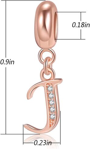 Rose Gold A-Z Letter Initial Dangle Beads Charm 925 Sterling Silver Alphabet Pendants for Snake Chain Bracelets Necklace Gift Jewelry for Mother in Saudi Arabia