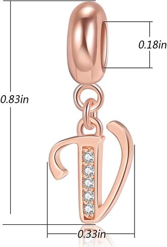 Rose Gold A-Z Letter Initial Dangle Beads Charm 925 Sterling Silver Alphabet Pendants for Snake Chain Bracelets Necklace Gift Jewelry for Mother in Saudi Arabia