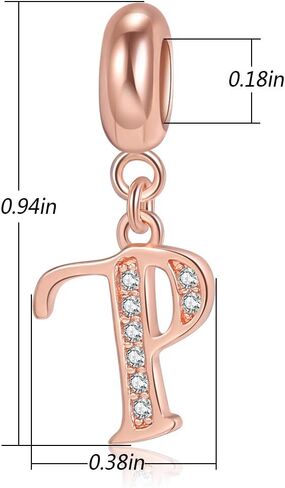 Rose Gold A-Z Letter Initial Dangle Beads Charm 925 Sterling Silver Alphabet Pendants for Snake Chain Bracelets Necklace Gift Jewelry for Mother in Saudi Arabia