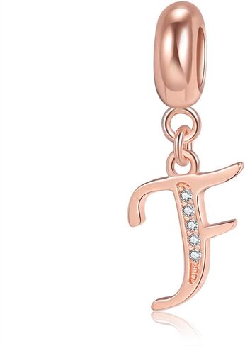 Rose Gold A-Z Letter Initial Dangle Beads Charm 925 Sterling Silver Alphabet Pendants for Snake Chain Bracelets Necklace Gift Jewelry for Mother in Saudi Arabia