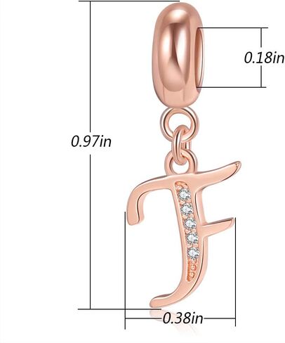 Rose Gold A-Z Letter Initial Dangle Beads Charm 925 Sterling Silver Alphabet Pendants for Snake Chain Bracelets Necklace Gift Jewelry for Mother in Saudi Arabia