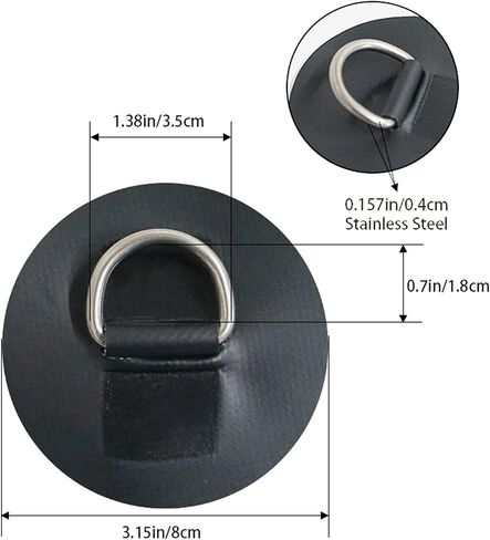 6 Pieces Stainless Steel Surf D Rings Pad/Patch -3.15"/2.5" Round D Rings Patch- for PVC Inflatable Boat Canoe Raft Dinghy Kayak Surfboard Stand up Paddle Board - NO Glue Included in Saudi Arabia