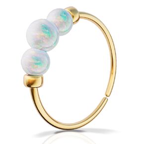 Dainty Gold Nose Ring - Handmade Comfortable 14k Gold Nose Ring with White Opals - Hypoallergenic 7mm Thin 24 Guage Gold Piercing Hoop