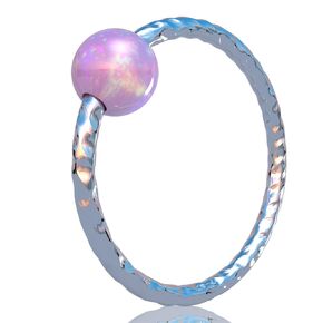 Tiny Silver Cartilage Helix Earring - Thin Handmade 925 Silver Piercing Hoop With a 3mm Blue Opal - Hypoallergenic 20 gauge 8mm Piercing Jewelry
