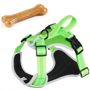 Dog Harness for Medium Dogs No Pull, Adjustable Reflective Oxford Outdoor Vest, Easy for Walk and Training, Front/Back Leash Clips for Small, Medium, Large Dogs (Green, M)