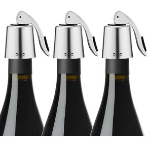 OWO Wine bottle Stopper, Wine Saver with Silicone, Decorative Wine Preserver, Wine Toppers Stopper,Reusable Wine Cork Keeps Wine Fresh（Goldrose, 2 Pack)