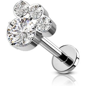 COCHARM G23 Titanium Tragus Earring Stud 16g Flat Back Threaded Helix Piercing 16 Gauge Internally Threaded Tragus Stud Cute Cz Surgical Steel 6mm Helix Earrings