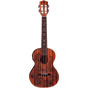 Luna, 4-String Henna Dragon Mahogany Tenor Ukulele with Preamp and Gigbag, (UKE Hen DRA MAH T)