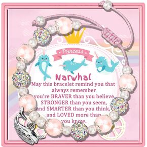 PARTNER Narwhal Inspirational Birthday Gifts for Girls Unique Narwhal Gifts Natural Stone Beaded Bracelets for Women Narwhal Jewelry with Meaningful Message Card For Narwhal Lovers