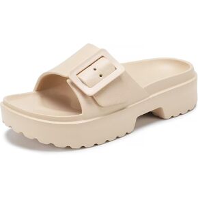 صنادل نسائية من NineCiFun ذات نعل سميك بكعب منخفض وصنادل مفتوحة عند الأصابع مع إبزيم قابل للتعديل in Kuwait