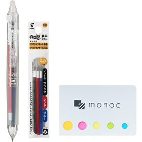 قلم حبر جاف متعدد النقاط من Pilot Frixion، Frixion Ball3 Slim 038، فائق النعومة 0.38 مم، جسم شفاف و3 ألوان قابلة لإعادة التعبئة (أسود، أزرق، أحمر) ومجموعة ملاحظات لاصقة "أحادية"