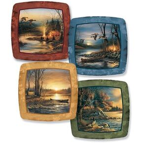 Wild Wings Camping Scenes Square Mini Collector Plates by Terry Redlin