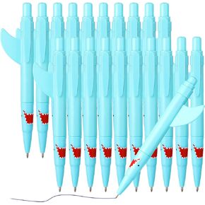 Sinmoe Shark Shaped Pens for Kids Cute Fun Pens Bulk Plastic Novelty Pencil Shark Birthday Party Favor Blue Ocean Beach Theme School Supplies for Student Gift Prize Adult Office Stationery(24 Pcs)
