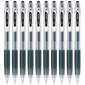 Pilot Juice 038 Retractable Gel Ink Pen (LJU-10UF), Ultra Fine Point, 0.38mm, Black Ink, Set of 10