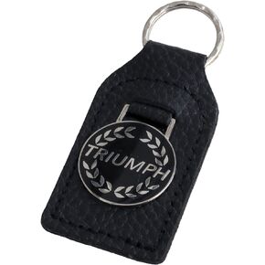 Triumph Laurel Leather and Enamel Key Ring Key Fob Black