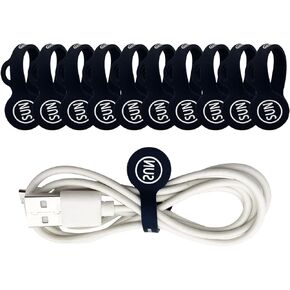 SUNFICON 10 PCS Magnetic Cable Clips Long Cord Organizers 2023 New Upgraded Cable Straps Silicone Twist Ties Colorful Appliance Headphone Cord Holder Manager Bookmark Whiteboard Fridge Magnet Keychain