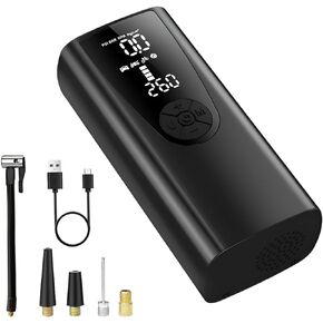 Portable Tire Inflator, Cordless Air Compressor for Car, 8000mAh Electric Air Pump, Portable Tire Inflation with LCD Dual Screen Pressure Gauge Emergency Light, Universal for Vehicles and Ball