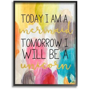 Stupell Industries Today Mermaid Tomorrow Unicorn, Design by Daphne Polselli