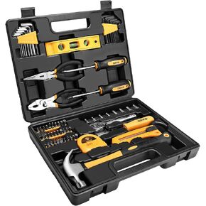 DEKOPRO 65 Pieces Tool Set General Household Hand Tool Kit with Storage Case Plastic ToolBox
