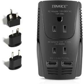 220V to 110V Converter,Upgraded 2000W Travel Voltage Converter for Hair Dryer Straightener Curling Iron,10A Power Adapter is Easy to Carry for National Travel,with 2USB and UK/EU/AU Plugs,Black