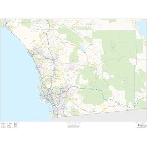 San Diego County, California - 48" x 36" Matte Plastic Wall Map