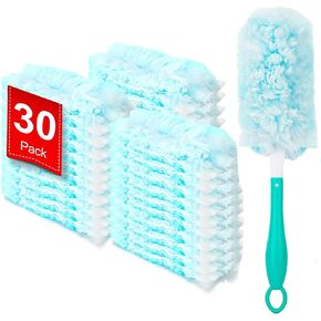 KeFanta Duster Refills for Swiffer Dusters, Multi Surface 360 Heavy Duty Duster Refills & 1 Handle, Disposable Dusters for Cleaning (30 Count+1 Handle)