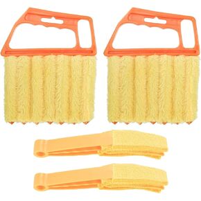 4pcs Window Venetian Blind Cleaner Duster Tool, Include 2pcs 7 Finger Blind Duster Brush & 2pcs Shutter Cleaner Brushes, Blinds Cleaning Brush Tool for Blinds Air Conditioner Vent Keyboard