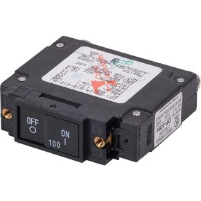 Blue Sea Systems 7446 Circuit Breaker C-Series Flat Rocker 100A DC UL489, 7446 , Black , 100 Amp DC