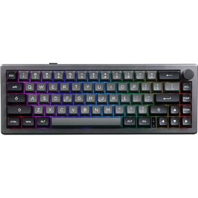 EPOMAKER EK68 65% Wireless Gaming Keyboard, Hot Swappable Gasket Mechanical Keyboard with Metal Knob, Bluetooth 5.0/2.4Ghz Wireless/USB-C Wired Custom Keyboard (Black Gold, Budgerigar Switch)