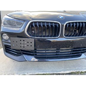Front Bumper Tow Hook License Plate Mount Bracket for BMW X2 2018-2023, Plate Holder Set w Unique Screw Bolts & Black Screw Caps, License Tag Mounting Kit, Premium Car Accessories