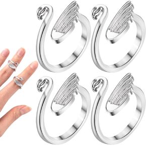 HINZIC 4Pcs Knitting Crochet Ring, Adjustable Crochet Tension Ring for Crocheting Finger Crochet Ring Accessories, Cat Yarn Guide Ring Knitting Crochet Accessories Crafts Cat Ears Ring
