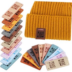 SEWACC 50pcs Leather Handmade Label Scarf Scrunchies Neckerchief Garment Tags Sweater Boots Labels Crochet Hook Crochet Supplies Crochet Tags Hat Handcraft Button Leather Label Pu Leather
