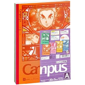 Showa Notebooks, Demon Blades, Campus Notebook, Dotted Ruled, A-Ruled, 5 Pack 119562002