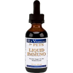 Rx Vitamins Liquid Immuno Dog & Cat Immune Support - Reishi Mushroom Plus L-Lysine for Cats - Dog Immunity Booster Supplement - Bacon Flavor - 2 oz.