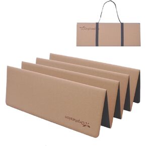 Folding Cork Yoga Mat Lightweight Packable Non slip Folding Exercise Mat Natural Cork Resists Dirty and Odor Pilates Fitness Mat 0.24"(6mm) with Carrying Strap for Hot Yoga,Home Workout