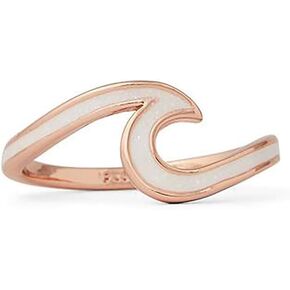 Pura Vida Rose Gold-Plated Enameled Wave Ring - Brass Base Band - Sizes 5-9