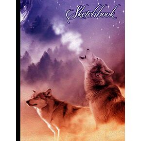 Sketchbook: Wolf Themed Personalized Artist Book | Soft Cover Blank Sketch Pad Tablet | 8.5" x 11", 108 pages | Gifts for Kids Girls Boys Teens Adults | for Drawing Painting Charcoal Ink