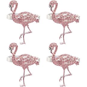 PRETYZOOM 4pcs Flamingo Napkin Buckle Rhinestone Napkin Holder Flamingo Napkin Circle Practical Napkin Rings Hawaiian Decor Flamingo Napkin Holder Napkin Decors Alloy Metal Set up
