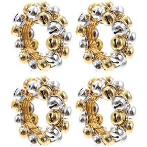 COHEALI Christmas Bells Napkin Ring, Decorative Napkin Holders Towel Ring Exquisite Serviette Decor Tabletop Centerpieces for Holiday Dinner Party Restaurant Golden 4Pcs