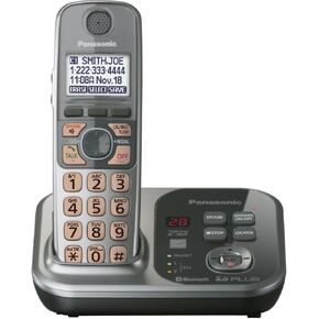باناسونيك KX-TG7733S DECT 6.0 هاتف لاسلكي عبر البلوتوث مع نظام الرد، فضي، 3 سماعات