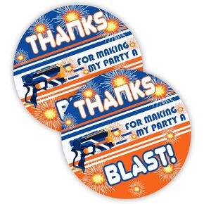 Dart Gun Party Favor Stickers - 40 Favor Bag Stickers - Dart War Party Favor Tags - Dart War Party Decorations