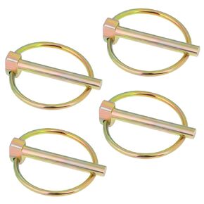4pcs Heavy Duty Lynch Pin Assortment Kit with Ring, 1/4 Inch Pin Locks Trailer Gate Pin Trailer Coupler Pin Round Carbon Steel Linch Pins Lock Pin Clips for Trailers,Farm Tractors,Trucks,Lawn Mowers