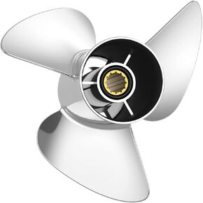 OEM Upgrade 10.25 x 16-G Stainless Steel Outboard Propeller for Yamaha Engines 40-60HP, Semi Cleaver 16p ybs Style,Parts No.663-45978-00-98,13 Spline Tooth, RH